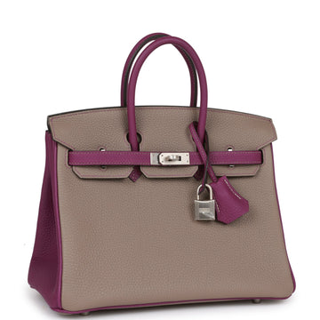 Hermes SpESial Order (HES) Birkin 25 Gris Asphalte and Anenome Togo Brushed Palladium Hardware