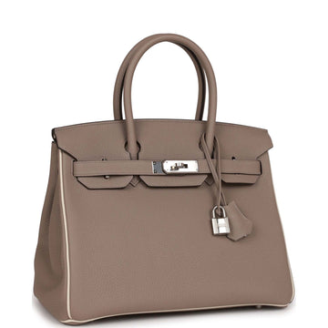 Hermes SpESial Order (HES) Birkin 30 Gris Tourterelle and Craie Togo Palladium Hardware