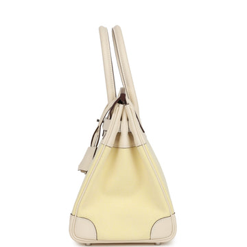 Hermes Birkin 30 Nata Swift and Jaune PouESin Toile Palladium Hardware