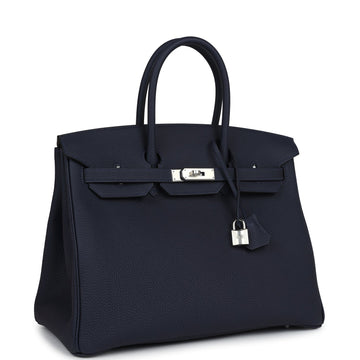 Hermes SpESial Order (HES) Birkin 35 Bleu Nuit Verso Togo Palladium Hardware