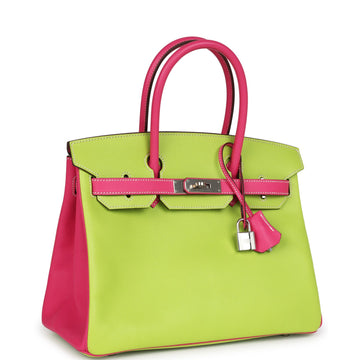 Hermes SpESial Order (HES) Birkin 30 Kiwi and Rose Tyrien Epsom Palladium Hardware