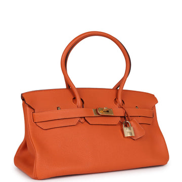Hermes Shoulder Birkin 42 JPG Orange H Clemence Gold Hardware
