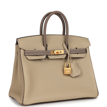 Hermes SpESial Order (HES) Birkin 25 Etoupe and Trench Togo Brushed Gold Hardware