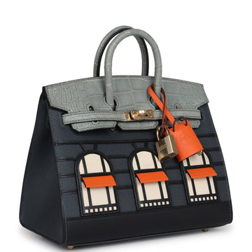 Hermes "Rainy Days" Sac Faubourg Birkin 20 Gris Misty Matte Alligator PermabraES Hardware