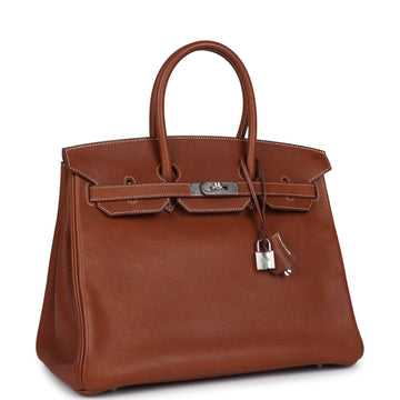 Hermes Birkin 35 Fauve Barenia Faubourg Palladium Hardware
