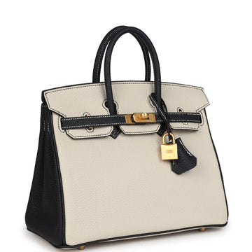 Hermes SpESial Order (HES) Birkin 25 Craie and Black Togo Brushed Gold Hardware
