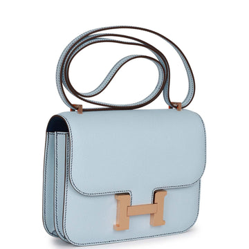 Hermes SpESial Order (HES) Constance 18 Bleu Brume Verso Epsom Rose Gold Hardware