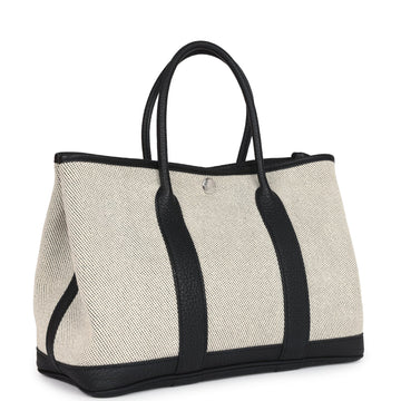 Hermes Garden Party 30 ESru Toile and Black Negonda Palladium Hardware