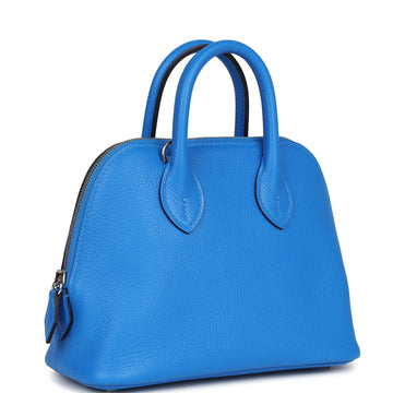 Hermes Mini 1923 Bolide Bleu France Evercolor Palladium Hardware