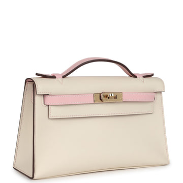 Hermes SpESial Order (HES) Kelly Pochette Nata and Rose Sakura Swift PermabraES Hardware
