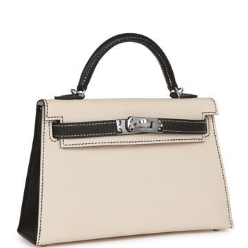 Hermes SpESial Order (HES) Kelly Sellier 20 Craie and Black Epsom Palladium Hardware
