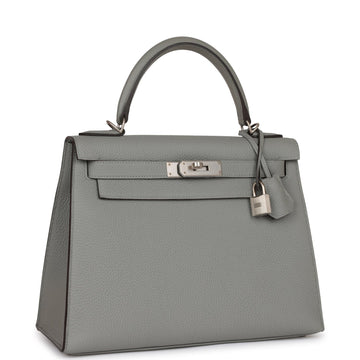 Hermes SpESial Order (HES) Kelly Sellier 28 Gris Mouette Verso Togo Brushed Palladium Hardware