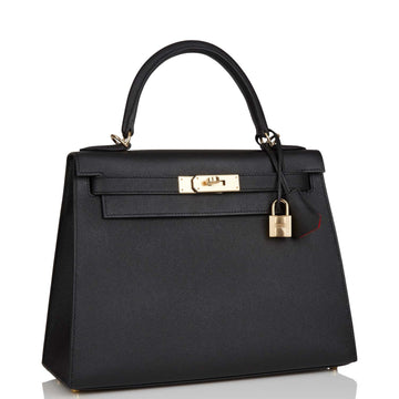 Hermes SpESial Order (HES) Kelly Sellier 28 Black Verso Epsom PermabraES Hardware