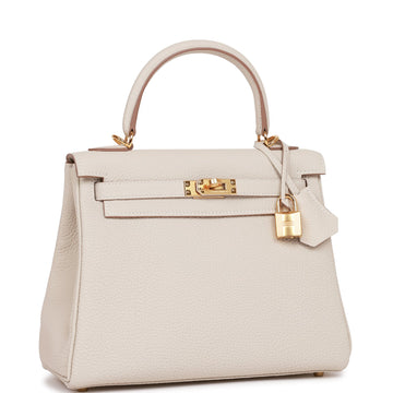 Hermes Kelly Retourne 25 Craie Togo Gold Hardware