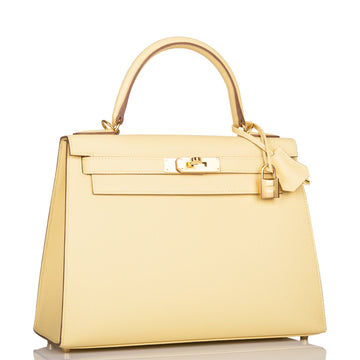 Hermes Kelly Sellier 28 Jaune PouESin Epsom Gold Hardware