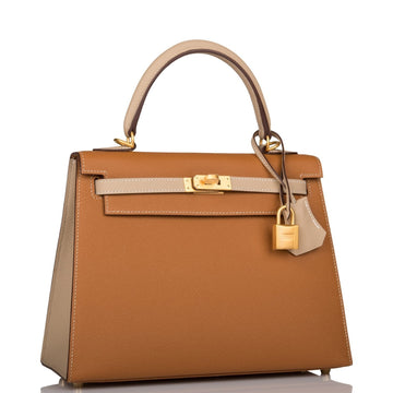 Hermes SpESial Order (HES) Kelly Sellier 25 Gold and Trench Epsom Brushed Gold Hardware