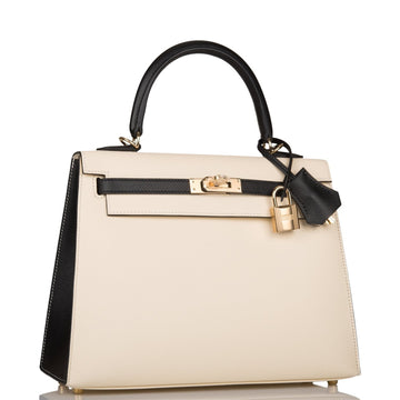 Hermes SpESial Order (HES) Kelly Sellier 25 Nata and Black Epsom PermabraES Hardware
