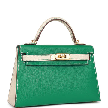 Hermes SpESial Order (HES) Kelly Sellier 20 Vert Jade and Craie Epsom Gold Hardware