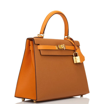 Hermes SpESial Order (HES) Kelly Sellier 25 Gold and Apricot Epsom Gold Hardware