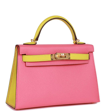 Hermes SpESial Order (HES) Kelly Sellier 20 Rose Azalee and Lime Epsom Gold Hardware
