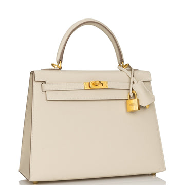 Hermes SpESial Order (HES) Kelly Sellier 25 Craie Verso Epsom Brushed Gold Hardware