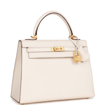 Hermes SpESial Order (HES) Kelly Sellier 25 Nata Verso Chevre Brushed Gold Hardware
