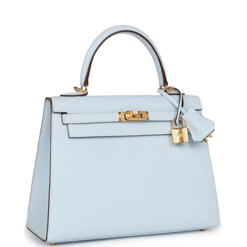 Hermes SpESial Order (HES) Kelly Sellier 25 Bleu Brume Verso Epsom Gold Hardware