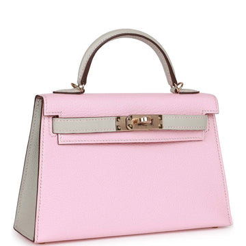 Hermes SpESial Order (HES) Kelly 20 Rose Sakura and Gris Perle Chevre Mysore PermabraES