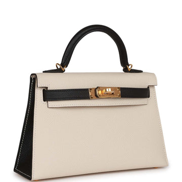 Hermes SpESial Order (HES) Kelly Sellier 20 Craie and Black Epsom Gold Hardware