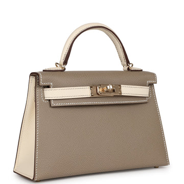 Hermes SpESial Order (HES) Kelly 20 Nata and Gris Asphalte Epsom Sellier PermabraES Hardware