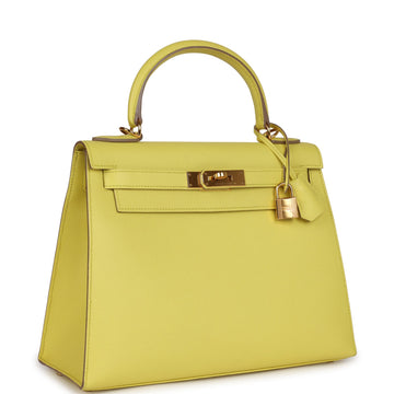 New Hermes Kelly Sellier 28 Soufre Epsom Gold Hardware