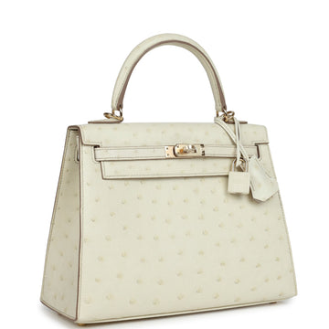 Hermes SpESial Order (HES) Kelly Sellier 25 Nata Verso Ostrich PermabraES Hardware