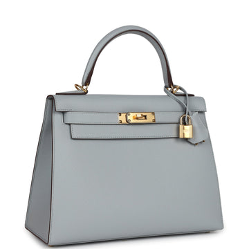 Hermes SpESial Order (HES) Kelly Sellier 28 Bleu Glacier Verso Epsom Gold Hardware