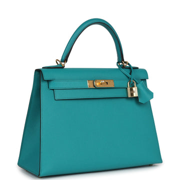 New Hermes Kelly Sellier 28 Vert Verone Epsom Gold Hardware