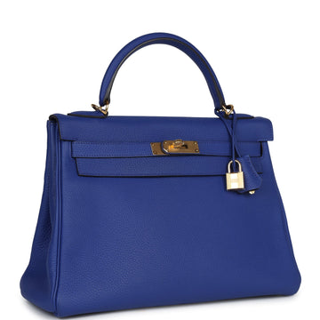 New Hermes Kelly Retourne 32 Bleu ElEStric Togo Gold Hardware