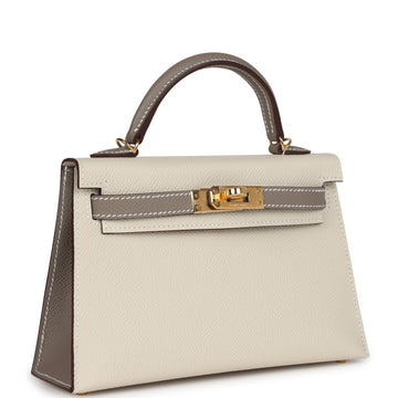 Hermes SpSSial Order (HSS) Kelly Sellier 20 Craie and Gris Asphalte Epsom Gold Hardware