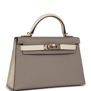 Hermes SpESial Order (HES) Kelly Sellier 20 Craie and Gris Asphalte Epsom PermabraES Hardware