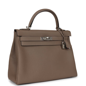 Hermes SpESial Order (HES) Kelly Retourne 32 Etoupe Verso Togo Palladium Hardware