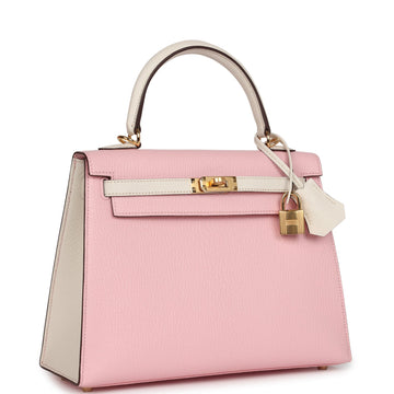 Hermes SpESial Order (HES) Kelly Sellier 25 Rose Sakura and Nata Chevre Gold Hardware