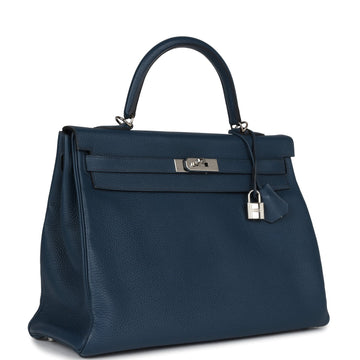 Hermes Kelly Retourne 35 Bleu De PruESe Togo Palladium Hardware
