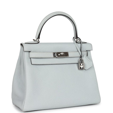Hermes Kelly Retourne 28 Bleu Pale Clemence Palladium Hardware