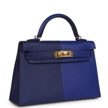 Hermes Casaque Kelly Sellier 20 Bleu ElEStric and Bleu Encre Epsom Gold Hardware