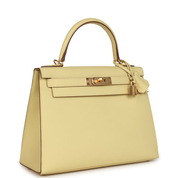 Hermes Kelly Sellier 28 Jaune PouESin Epsom Gold Hardware