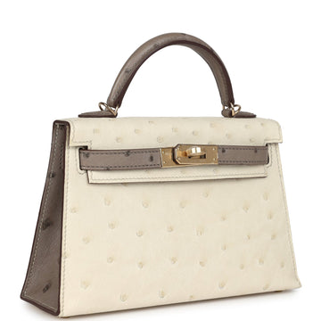 Hermes SpESial Order (HES) Kelly Sellier 20 Beton and Gris Tourterelle Ostrich PermabraES Hardware