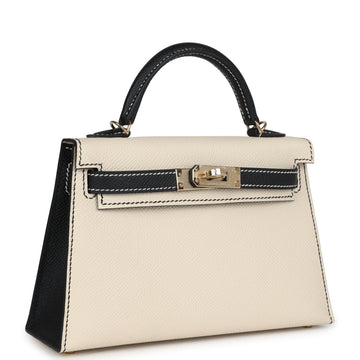 Hermes SpESial Order (HES) Kelly Sellier 20 Craie and Black Epsom PermabraES Hardware