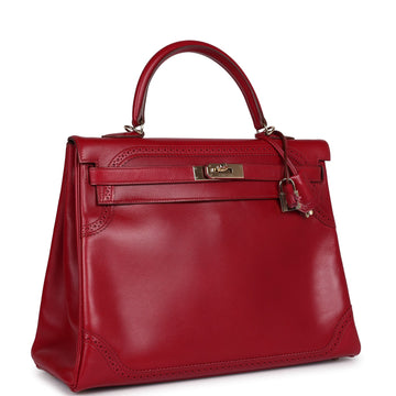 Hermes Ghillies Kelly Retourne 35 Rubis Tadelakt PermabraES Hardware