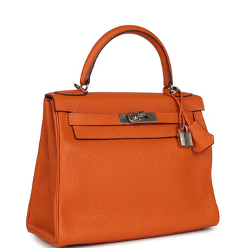 New Hermes SpESial Order (HES) Kelly Retourne 28 Orange Togo Palladium Hardware