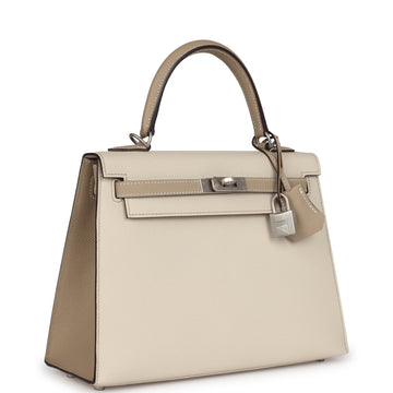 Hermes SpESial Order (HES) Kelly Sellier 25 Craie and Trench Epsom Brushed Palladium Hardware