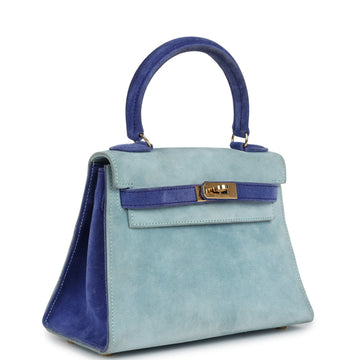 Hermes Kelly Sellier 20 Bleu ElEStric and Aqua Doblis Gold Hardware
