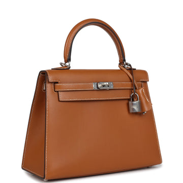New Hermes Kelly Sellier 25 Natural Sable Butler Palladium Hardware